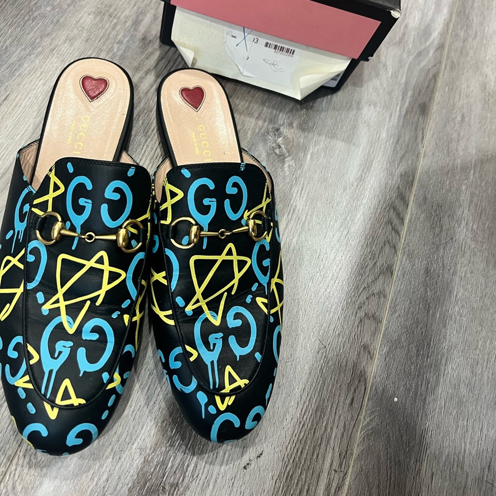 Gucci Princeton Graffiti Mules